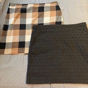 Chico's Black and Tan Checkered & Patterned Mini Skirt Set